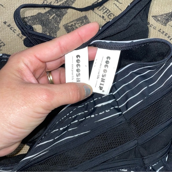 COCOSHIP Striped High Waist Bikini Set Tassel Trim Top Halter Straps Swimsuit - Picture 11 of 16